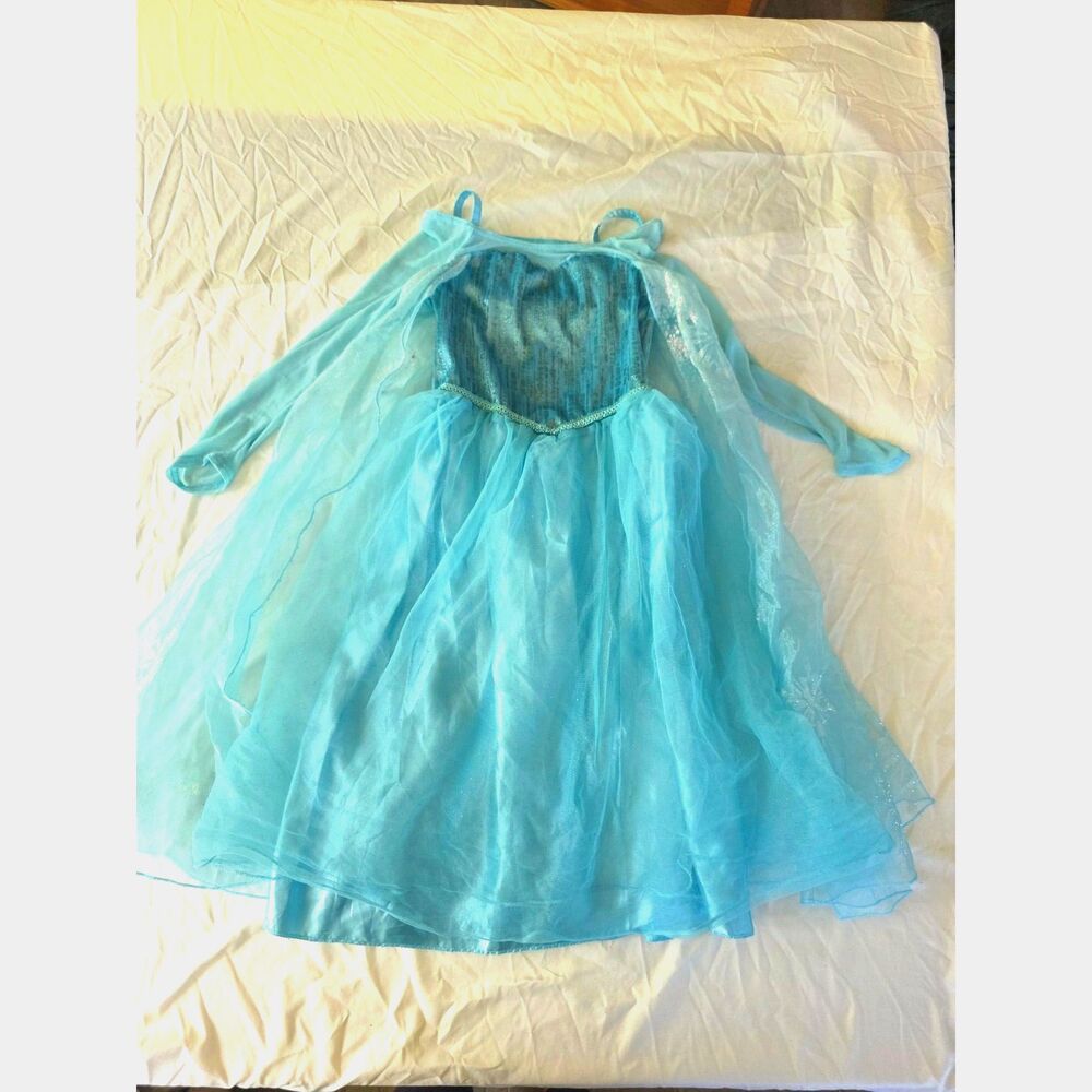 Authentic Disney Store Elsa Frozen Costume Dress - Blue - Girls Size 5/6